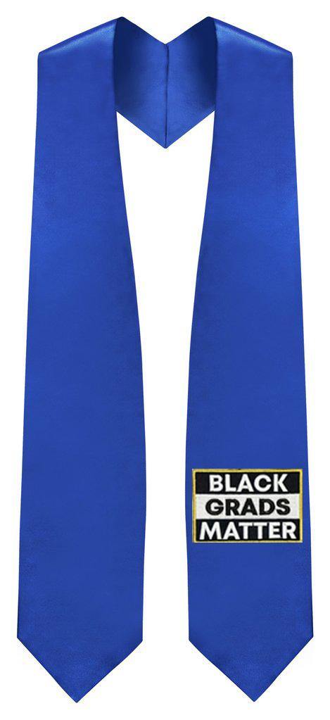 Royal Blue BLACK GRADS MATTER Graduation Stole - Canadian Gowns