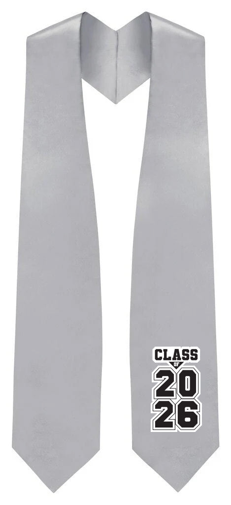 Silver "Class of 2025/2026" Graduation Stole