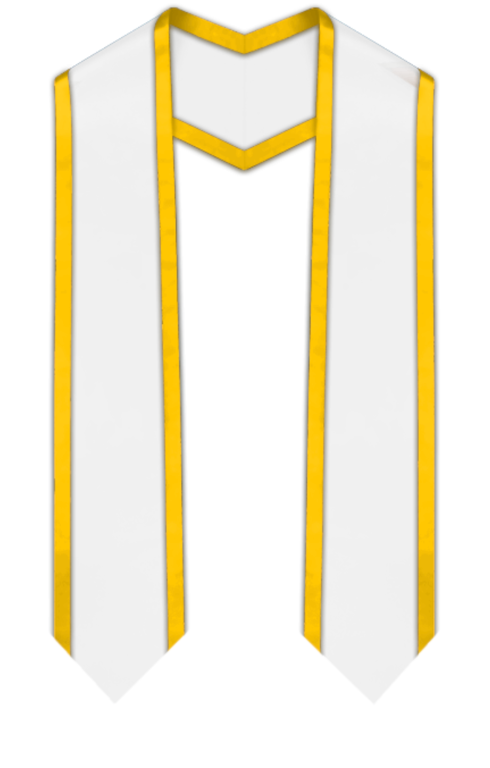 White Pointed Graduation Stole with Gold Trim