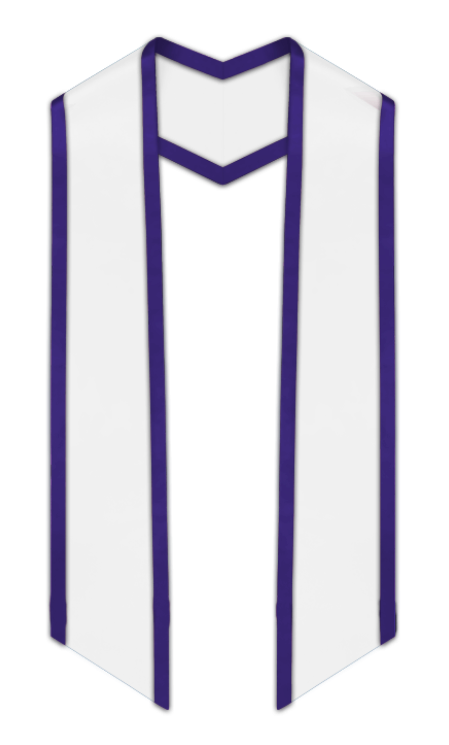 White Slanted Graduation Stole with Gold Trim