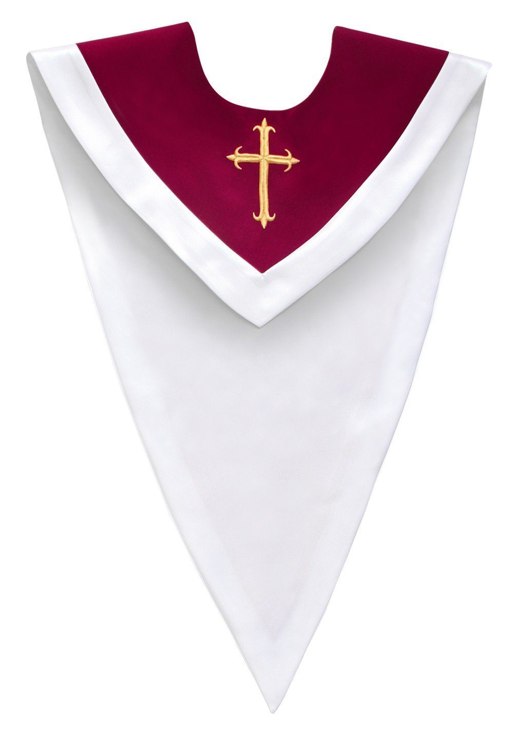 Maroon/White V-Neck Choir Stole - Canadian Gowns