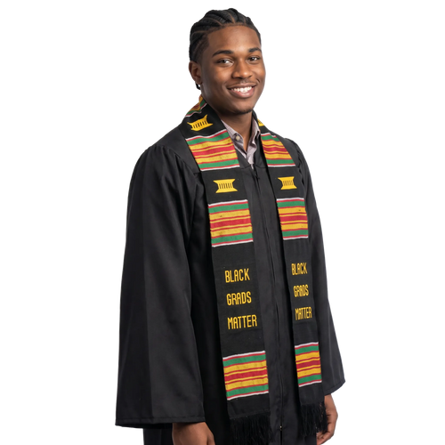 Black Grads Matter Handwoven Kente Cloth Graduation Stole