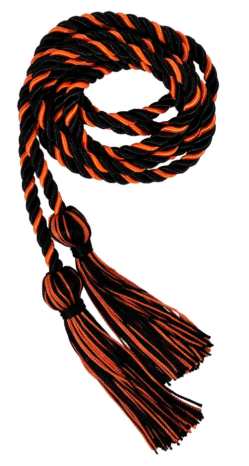 Black and Orange Two Colour Graduation Honor Cord