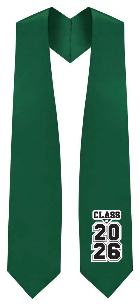 Hunter Green "Class of 2025/2026" Graduation Stole