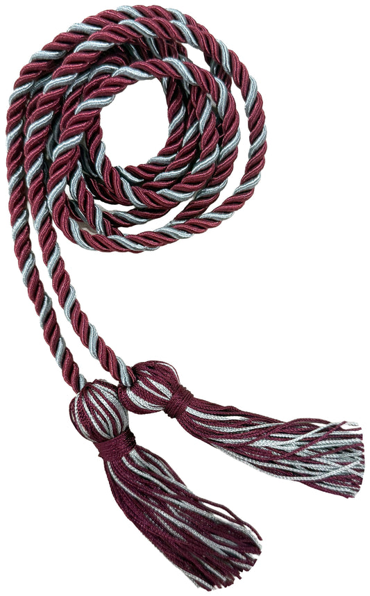 Maroon & Silver Two Colour Graduation Honor Cord