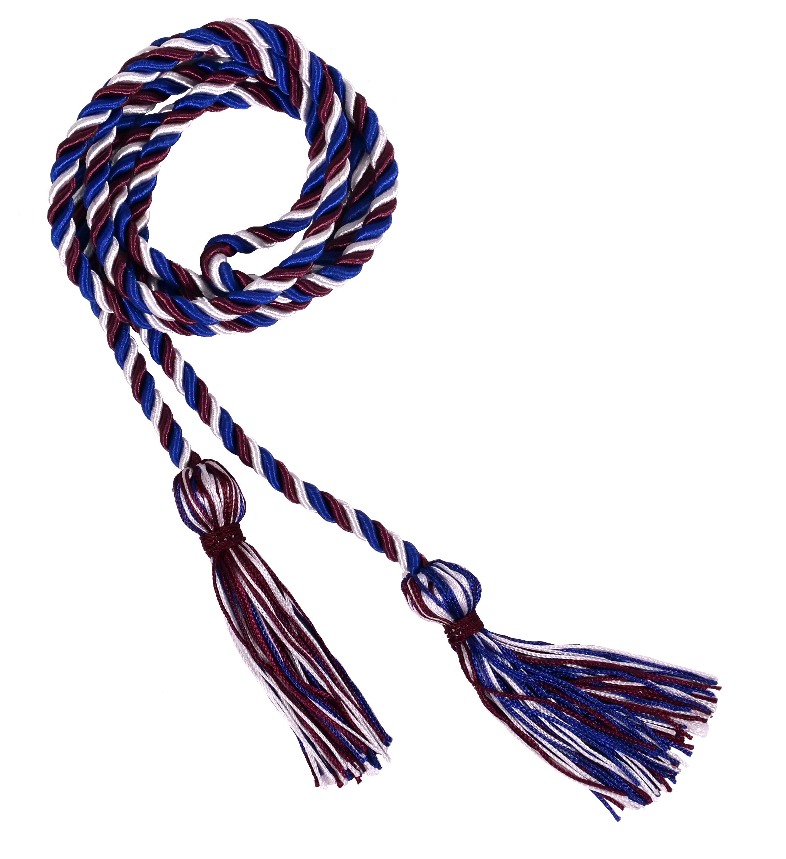 Maroon, White and Royal Blue Three Colour Graduation Honor Cord