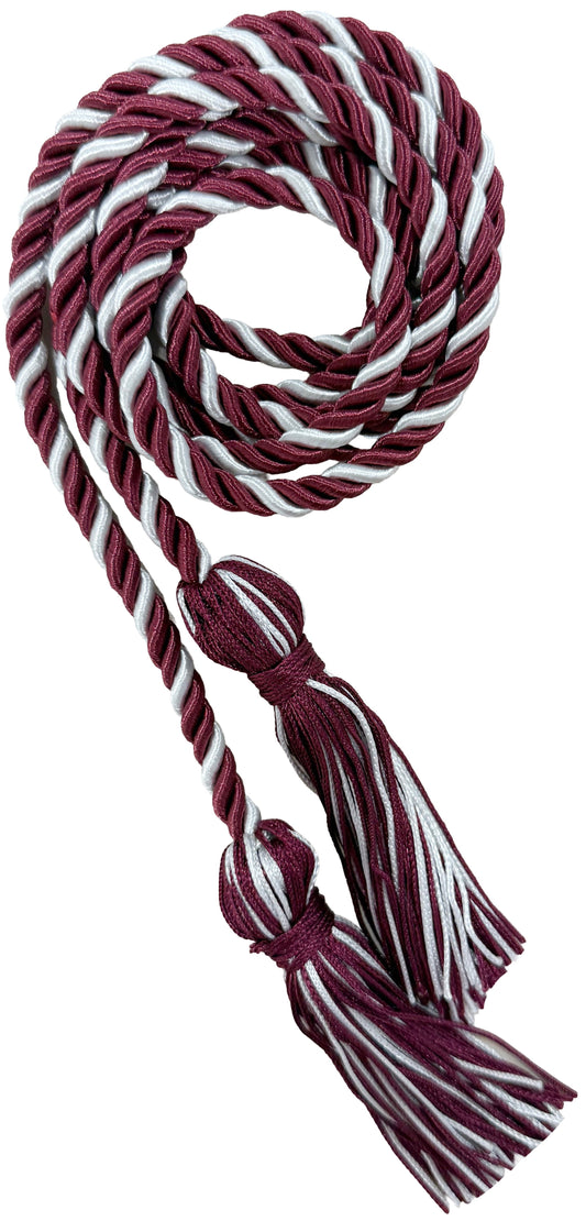 Maroon & White Two Colour Graduation Honor Cord