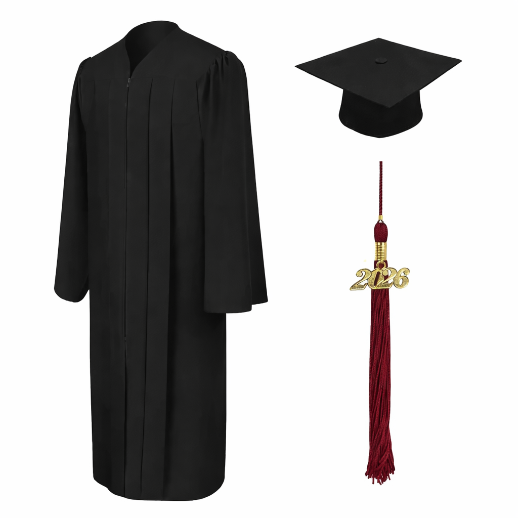Matte Black Graduation Cap & Gown For CityU