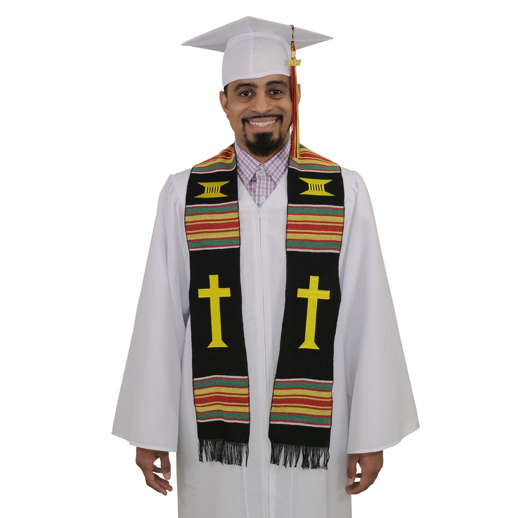Christian Cross (Ushers and Clergy) Kente Graduation Sash/Stole