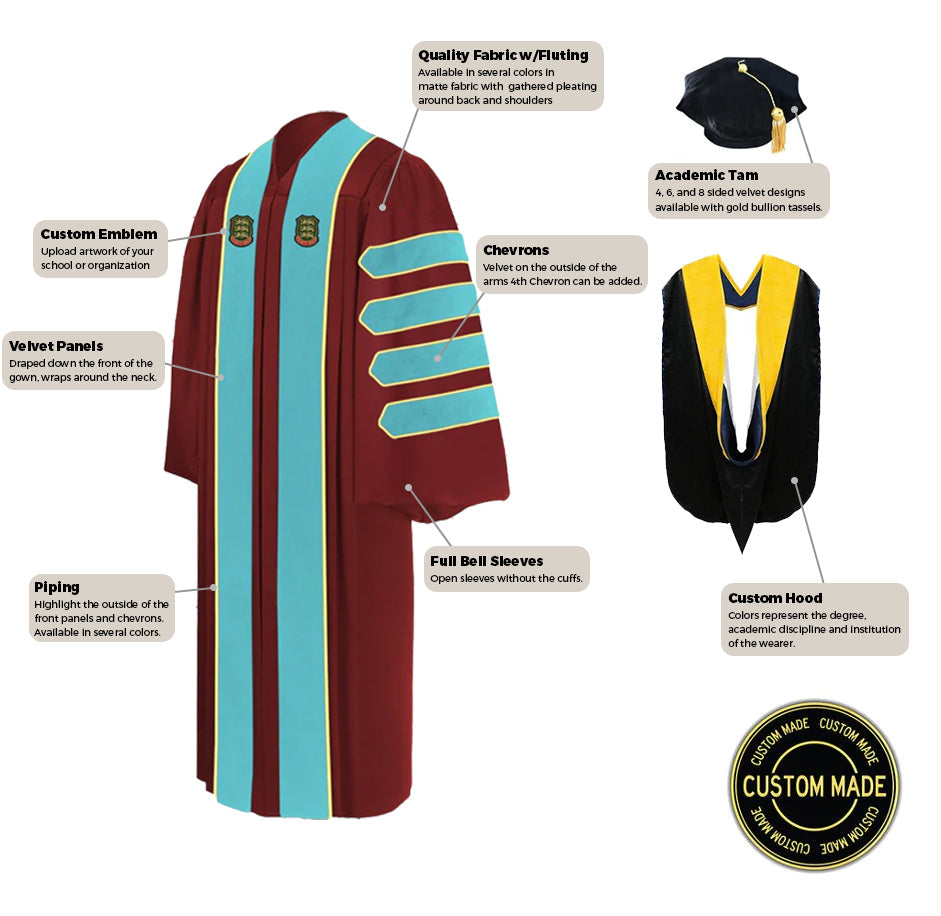 Custom Doctoral Graduation Tam, Gown and Hood Package - Doctorate Rega ...
