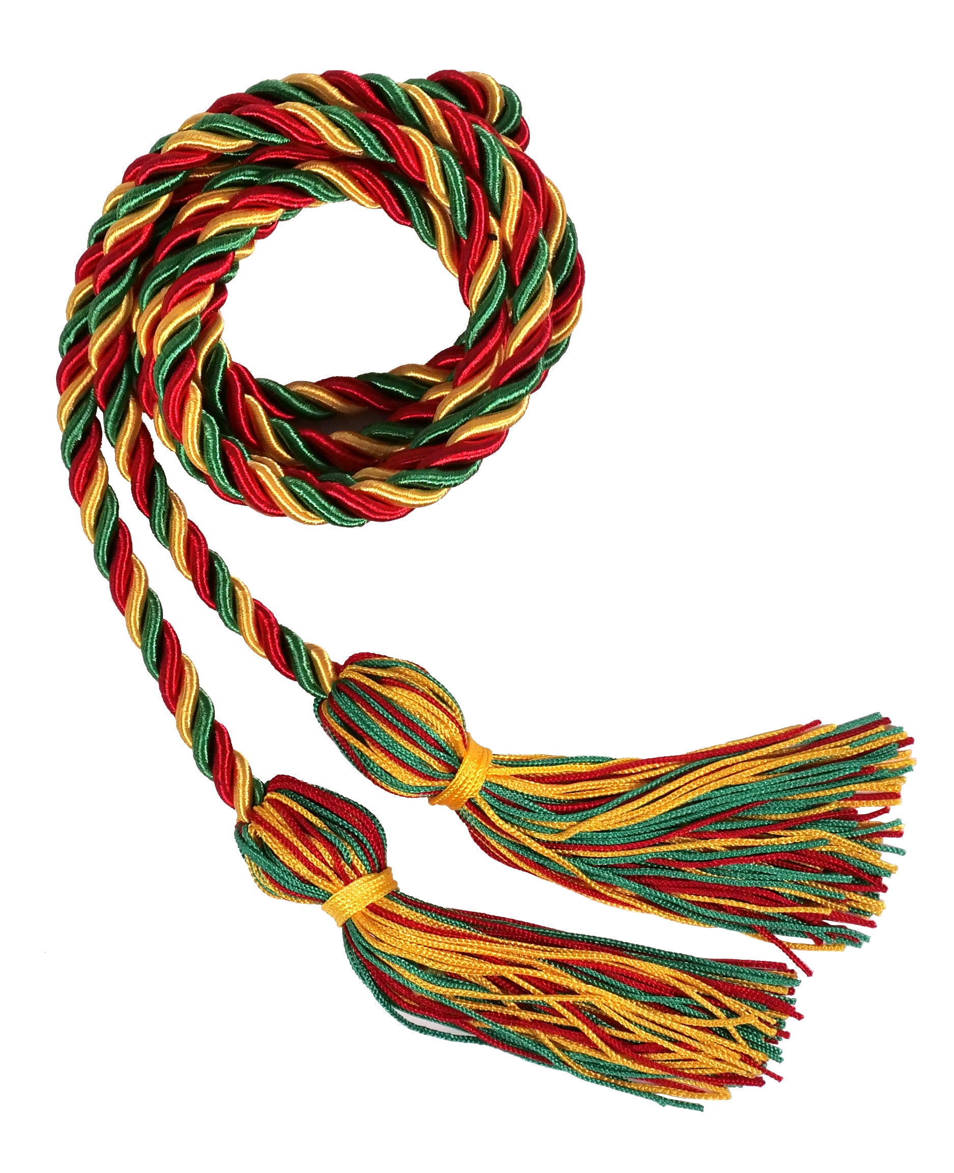 Red, Gold and Kelly Green Three Colour Graduation Honor Cord