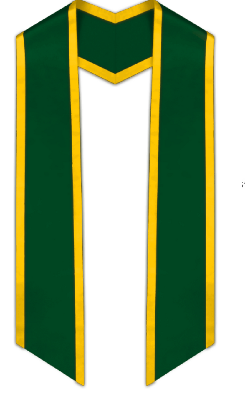 Hunter Green Slanted Graduation Stole with Gold Trim – Canadian Gowns
