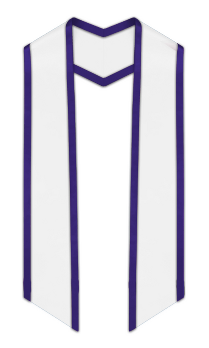 White Slanted Graduation Stole with Gold Trim