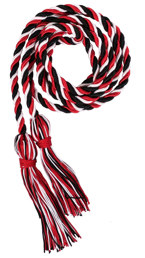 Black, Red and White Three Colour Graduation Honor Cord