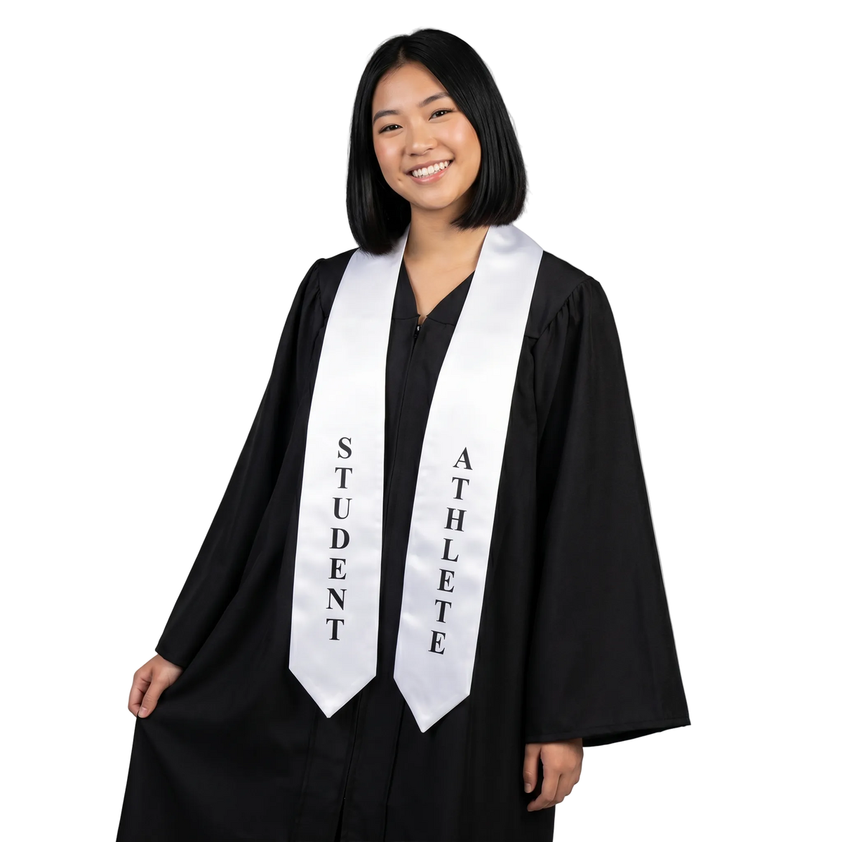 White student athlete graduation stole for college and high school graduates