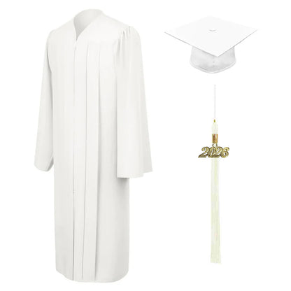 Matte White High School Cap & Gown